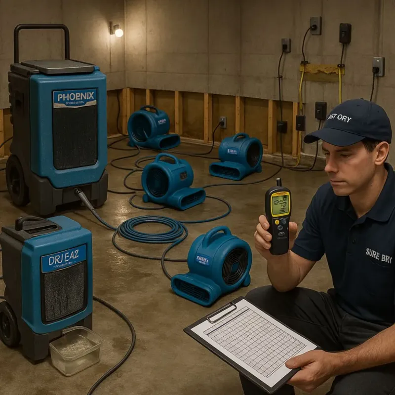 Structural Drying and Dehumidification process in Beulaville, NC
